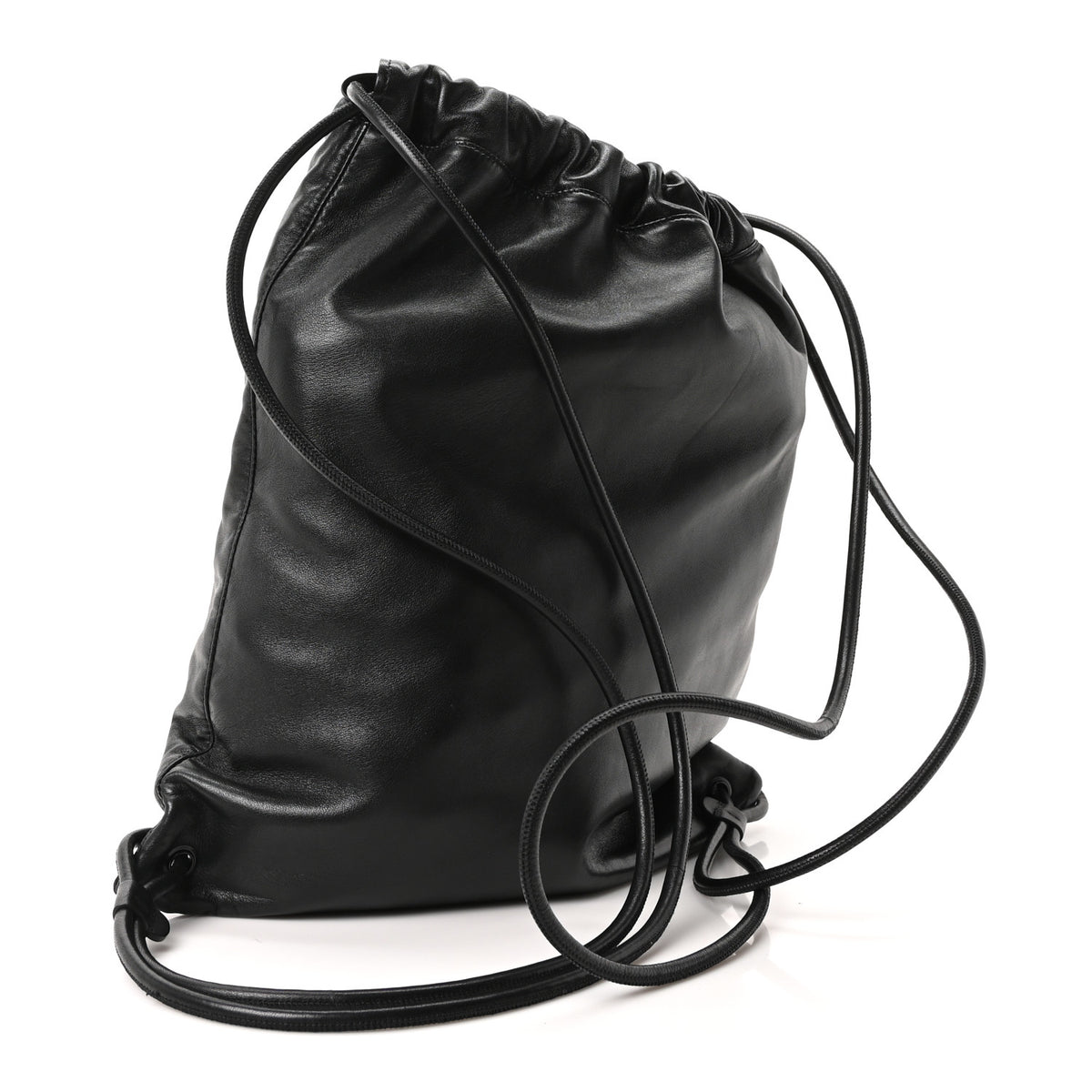 Lambskin Teddy Drawstring Bag Black
