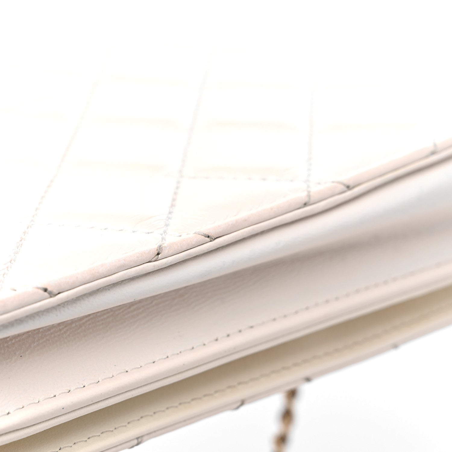 Chanel Aged Calfskin Chevron Wallet On Chain WOC White 14 of 15
