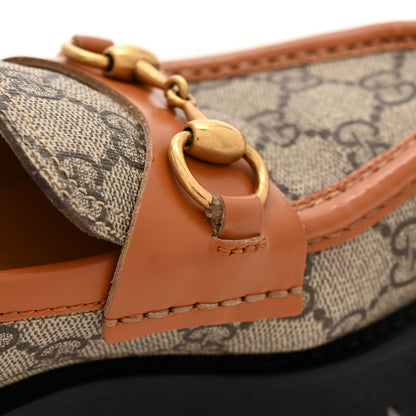 Gucci GG Supreme Monogram Cordovan Lux Womens Harald Horsebit 25mm Platform Loafers 36.5 Beige Ebony 10 of 11