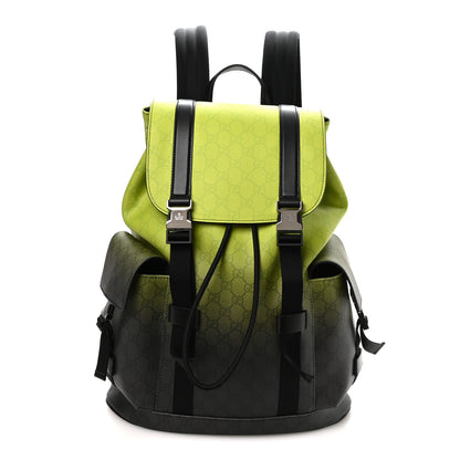 Gucci GG Supreme Monogram Large Double Buckle Backpack Green 1 of 10
