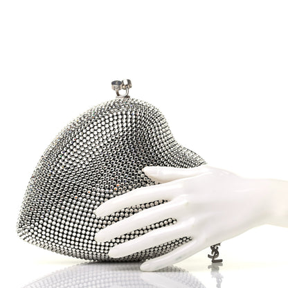 Saint Laurent Swarovski Crystal Heart Love Box Clutch Bag Silver 2 of 6
