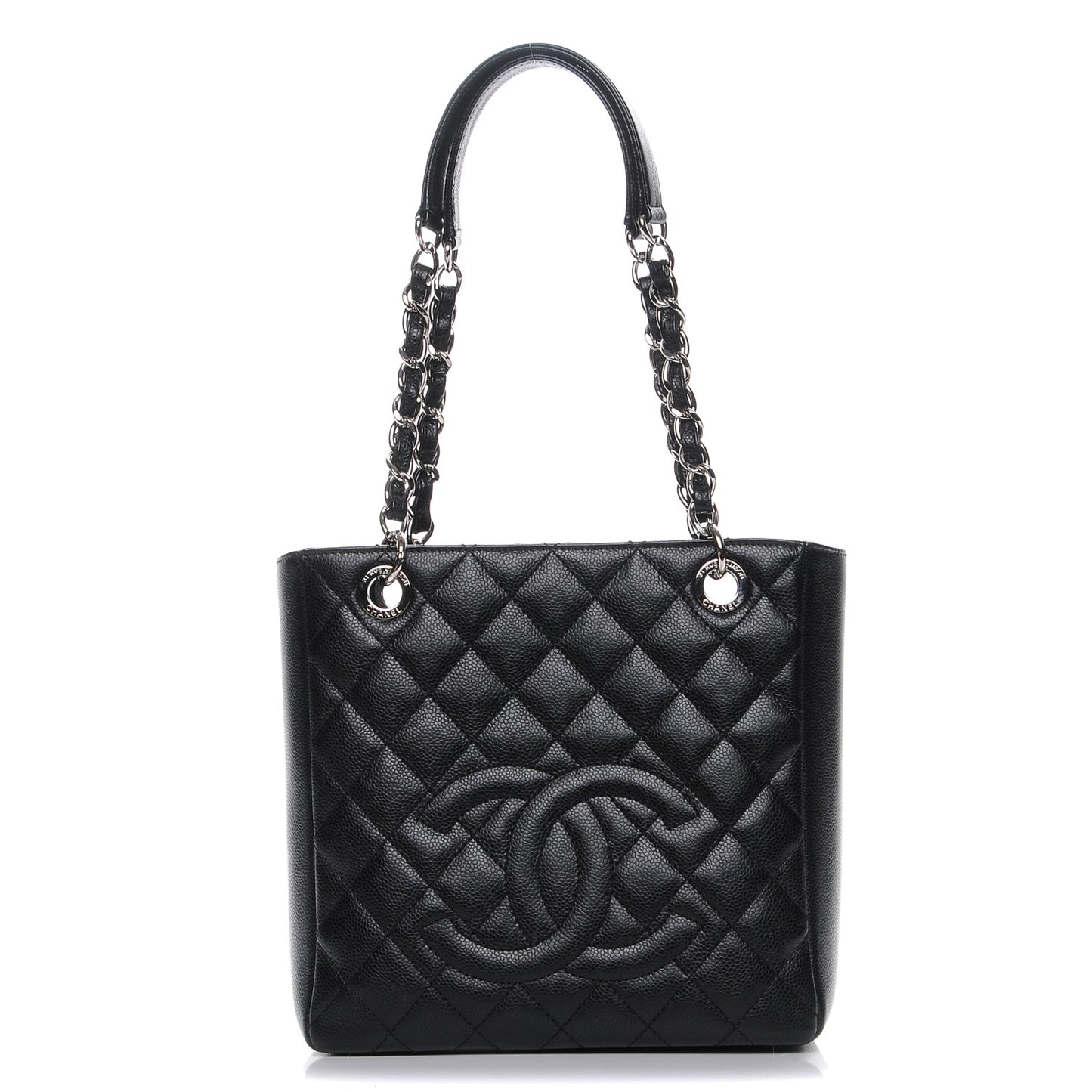 Caviar Quilted Petit Shopping Tote PST Black