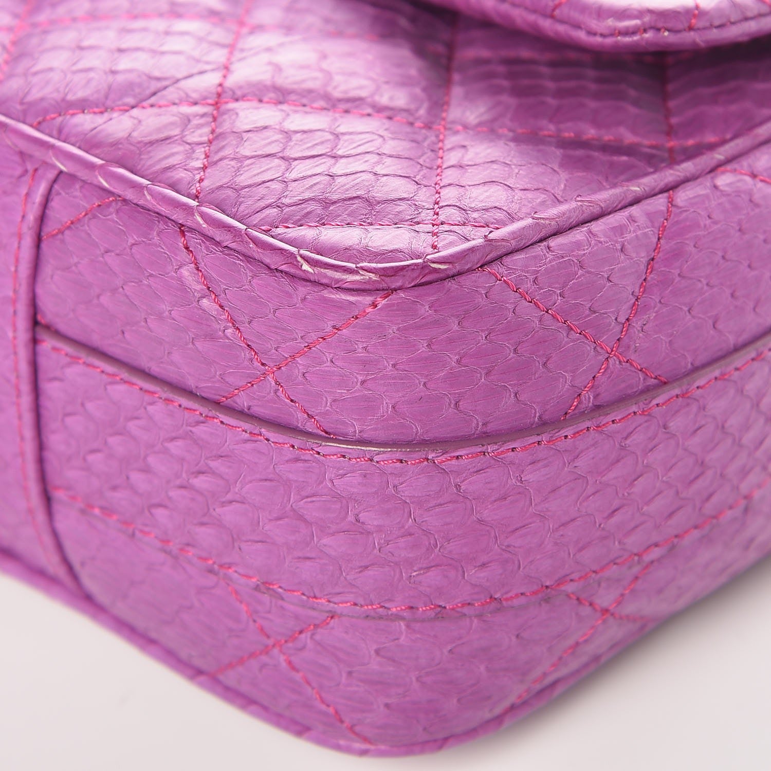 Chanel Elaphe Snakeskin Quilted Medium Easy Carry Flap Purple 8 of 10