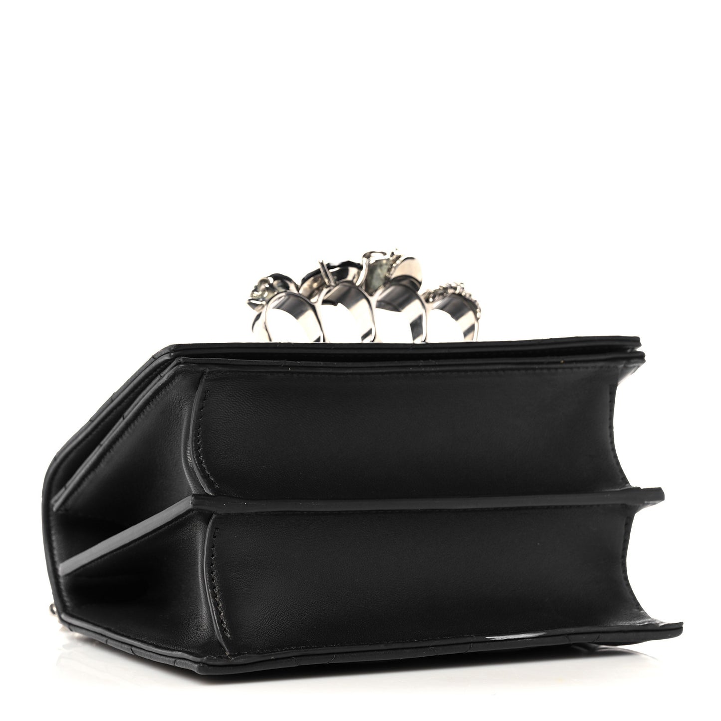 Lambskin Quilted Knuckle Shoulder Bag Black