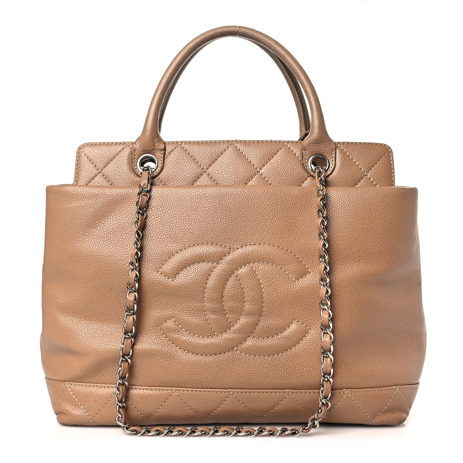Chanel Caviar Medium Soft CC Top Handle Tote Dark Beige 1 of 16