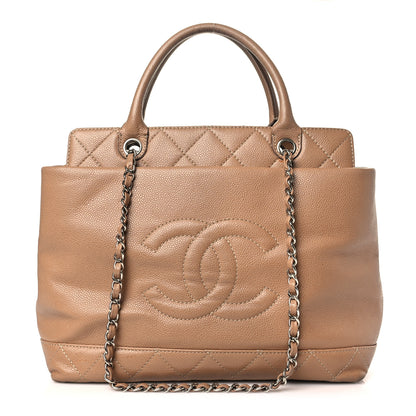 Chanel Caviar Medium Soft CC Top Handle Tote Dark Beige 1 of 16