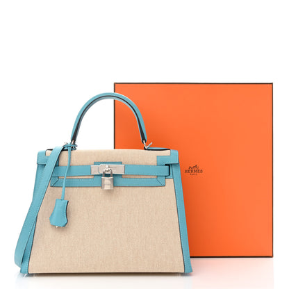Hermes Toile Swift Kelly Sellier 28 Bleu Du Nord 12 of 12