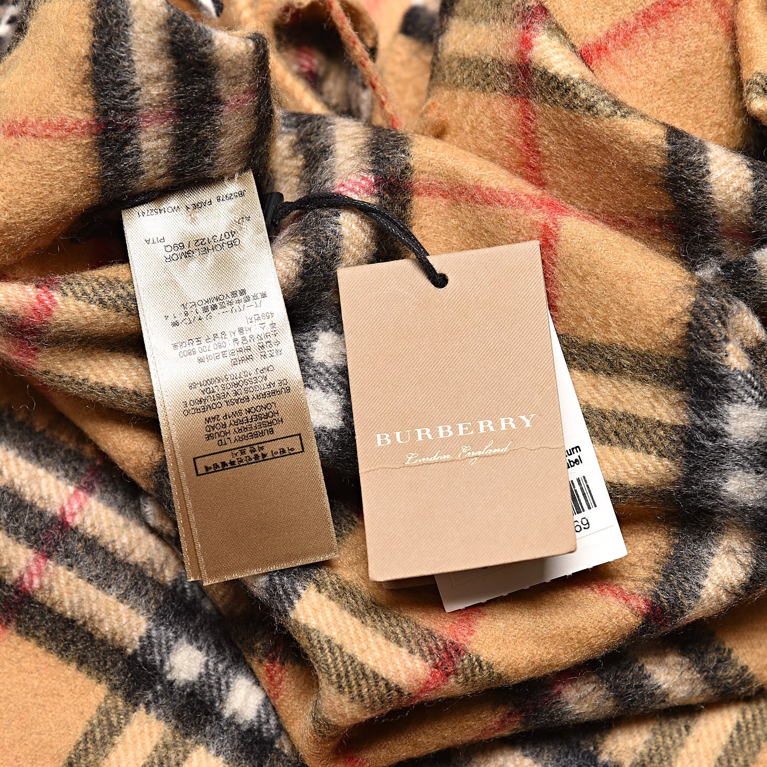 Burberry Cashmere Vintage Check Fringe Scarf Antique Yellow 5 of 5