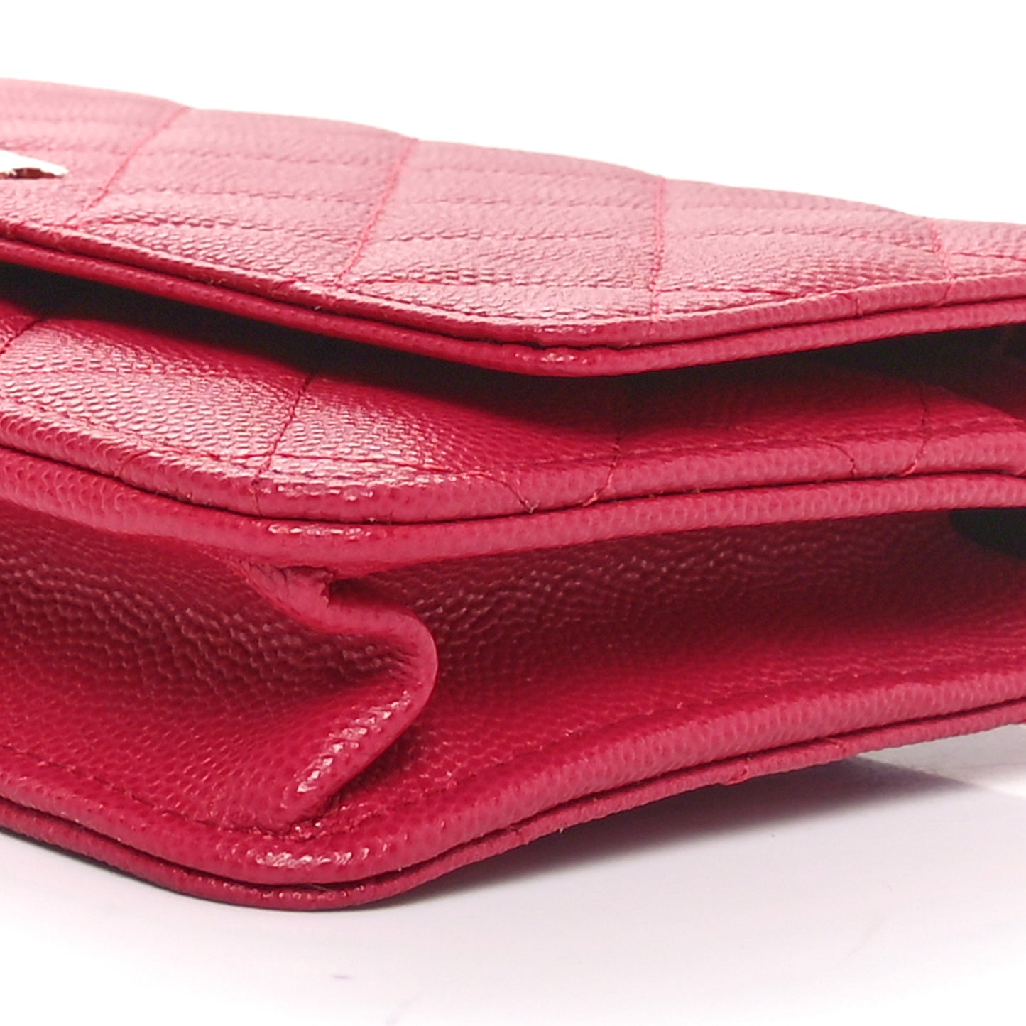 Caviar Quilted Wallet on Chain WOC Dark Pink