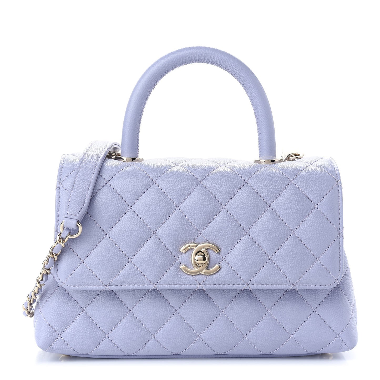 Caviar Quilted Mini Coco Handle Flap Light Purple