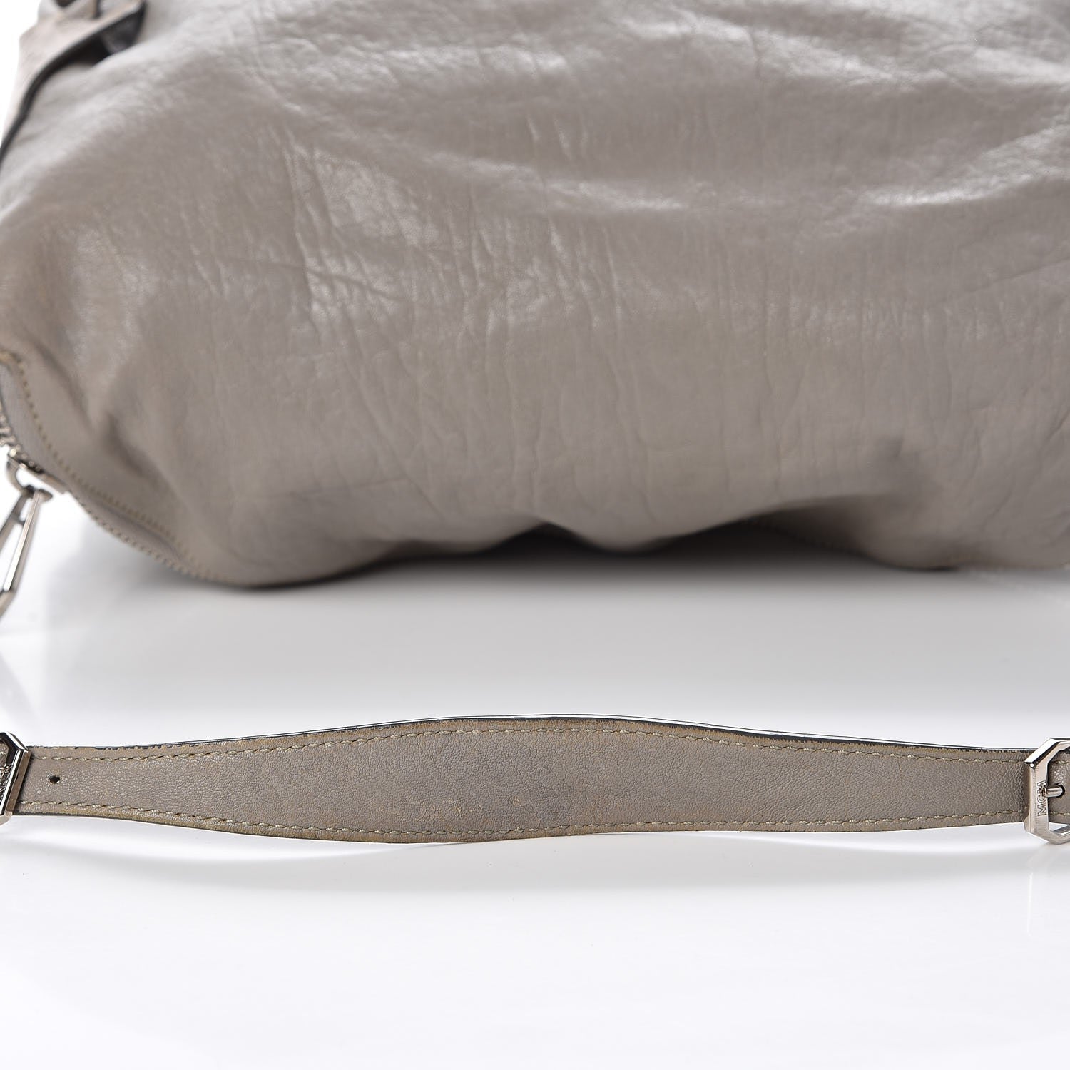 MCM Calfskin Monogram Shoulder Bag Taupe 16 of 23