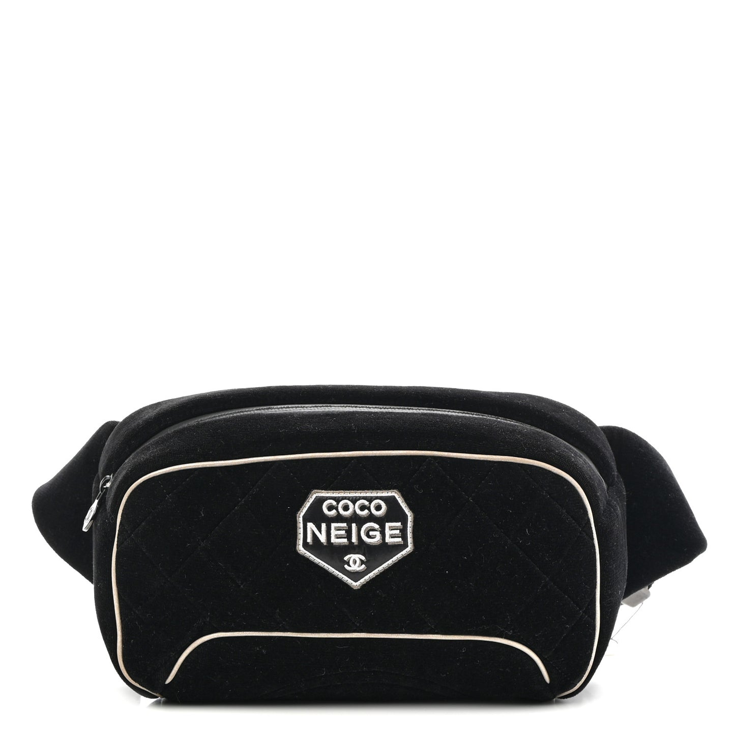 Velvet Quilted Coco Neige Waist Bag Black