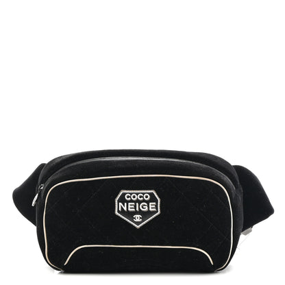 Chanel Velvet Quilted Coco Neige Waist Bag Black 1 of 9