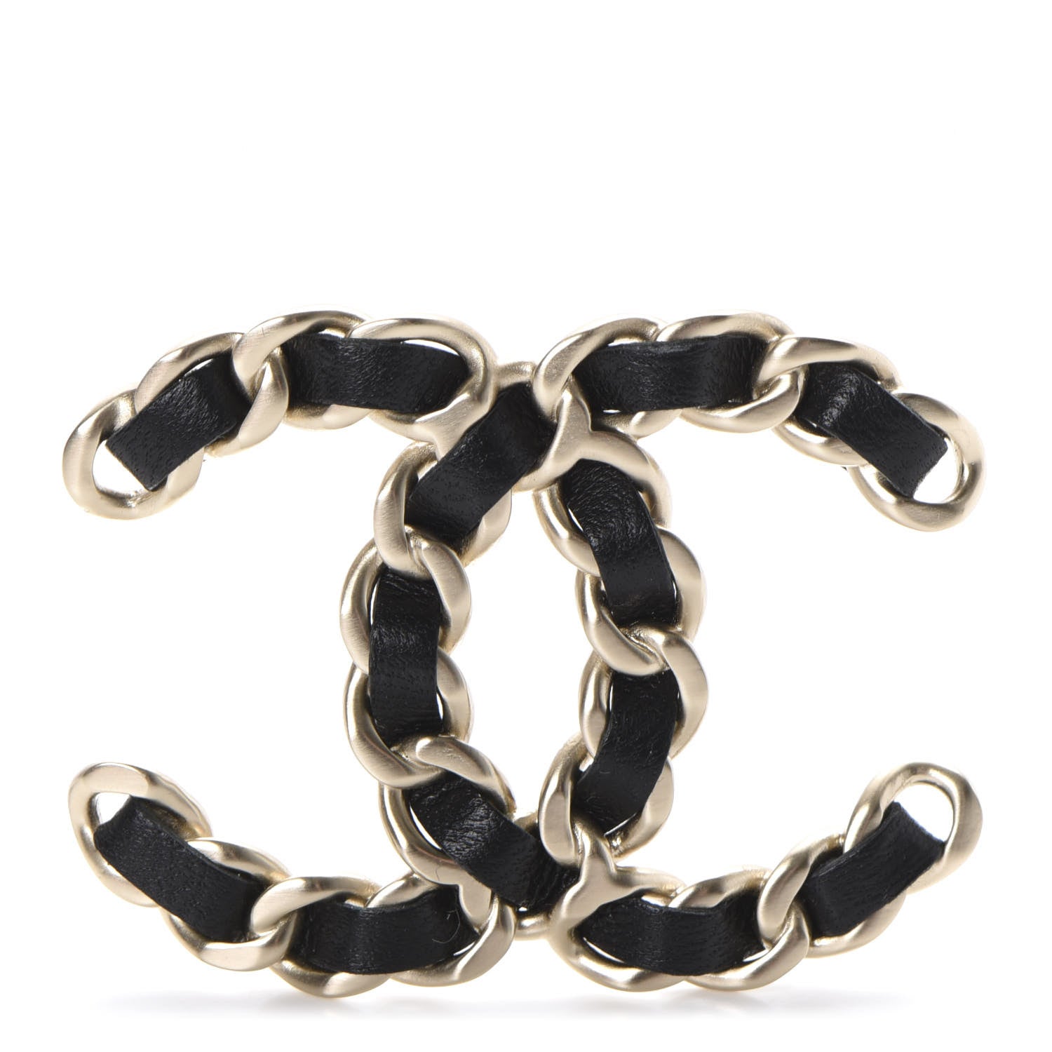 Chanel Lambskin Chain CC Brooch Black Gold 1 of 4
