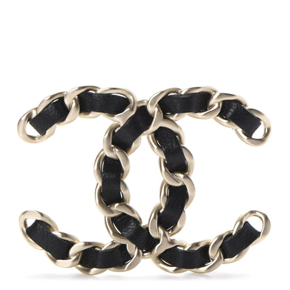 Chanel Lambskin Chain CC Brooch Black Gold 1 of 4