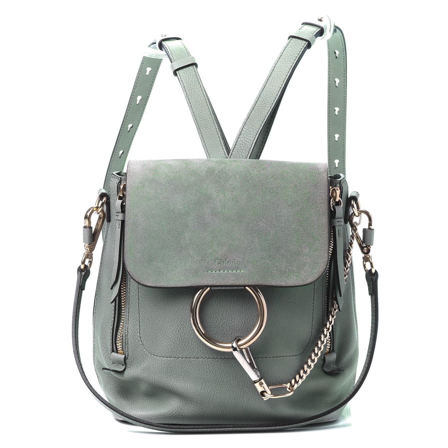 Suede Calfskin Medium Faye Backpack Cloudy Blue