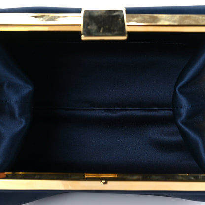 Mansur Gavriel Satin Mini Volume Chain Clutch Navy 5 of 7