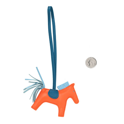 Hermes Milo Lambskin Grigri Rodeo Horse Bag Charm PM Feu Celeste Bleu Izmir 2 of 4