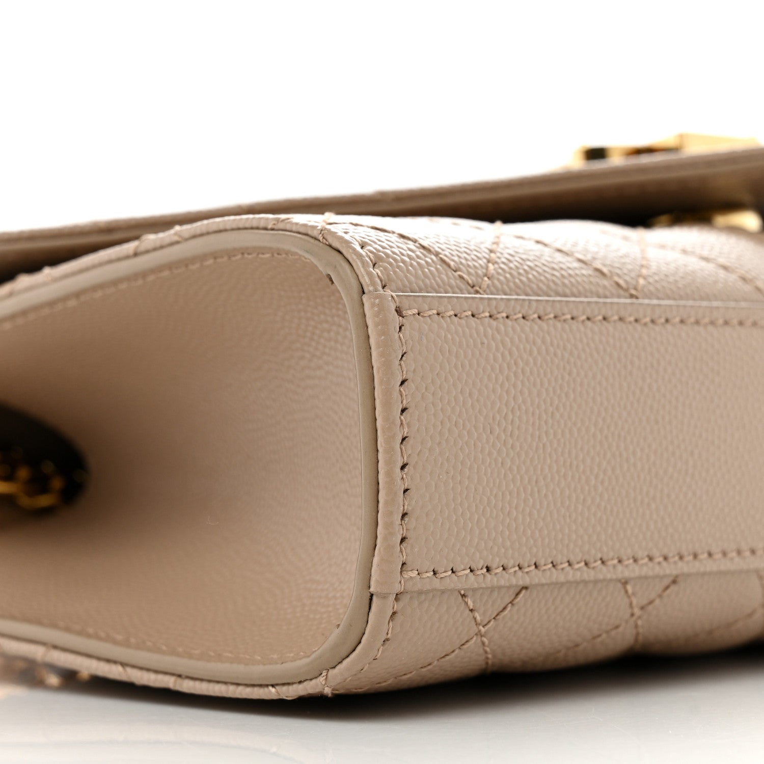 Saint Laurent Grain De Poudre Textured Mixed Matelasse Triquilt Small Monogram Satchel Dark Beige 8 of 11