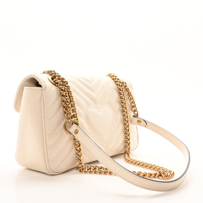 Gucci Calfskin Matelasse Small GG Marmont Shoulder Bag White 3 of 11