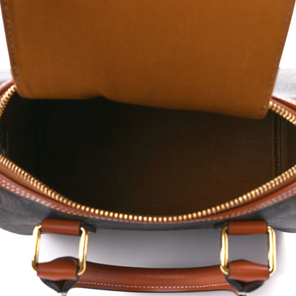 Celine Triomphe Canvas Calfskin Small Boston Bag Tan 5 of 12