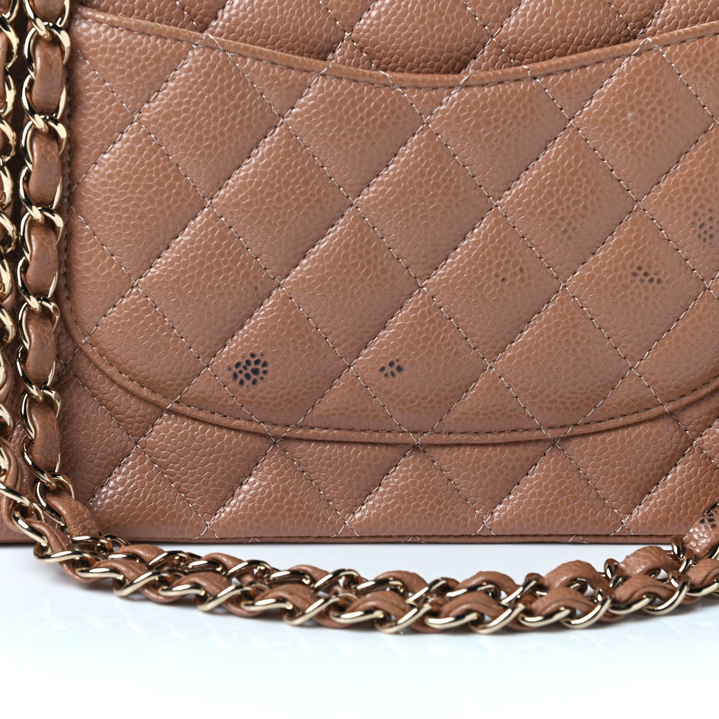 Caviar Quilted Medium Double Flap Dark Beige