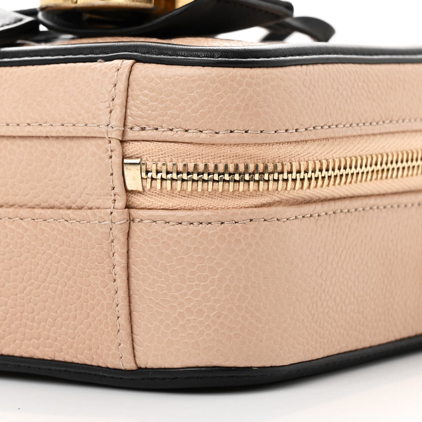 Caviar Quilted Small CC Filigree Vanity Case Beige Black