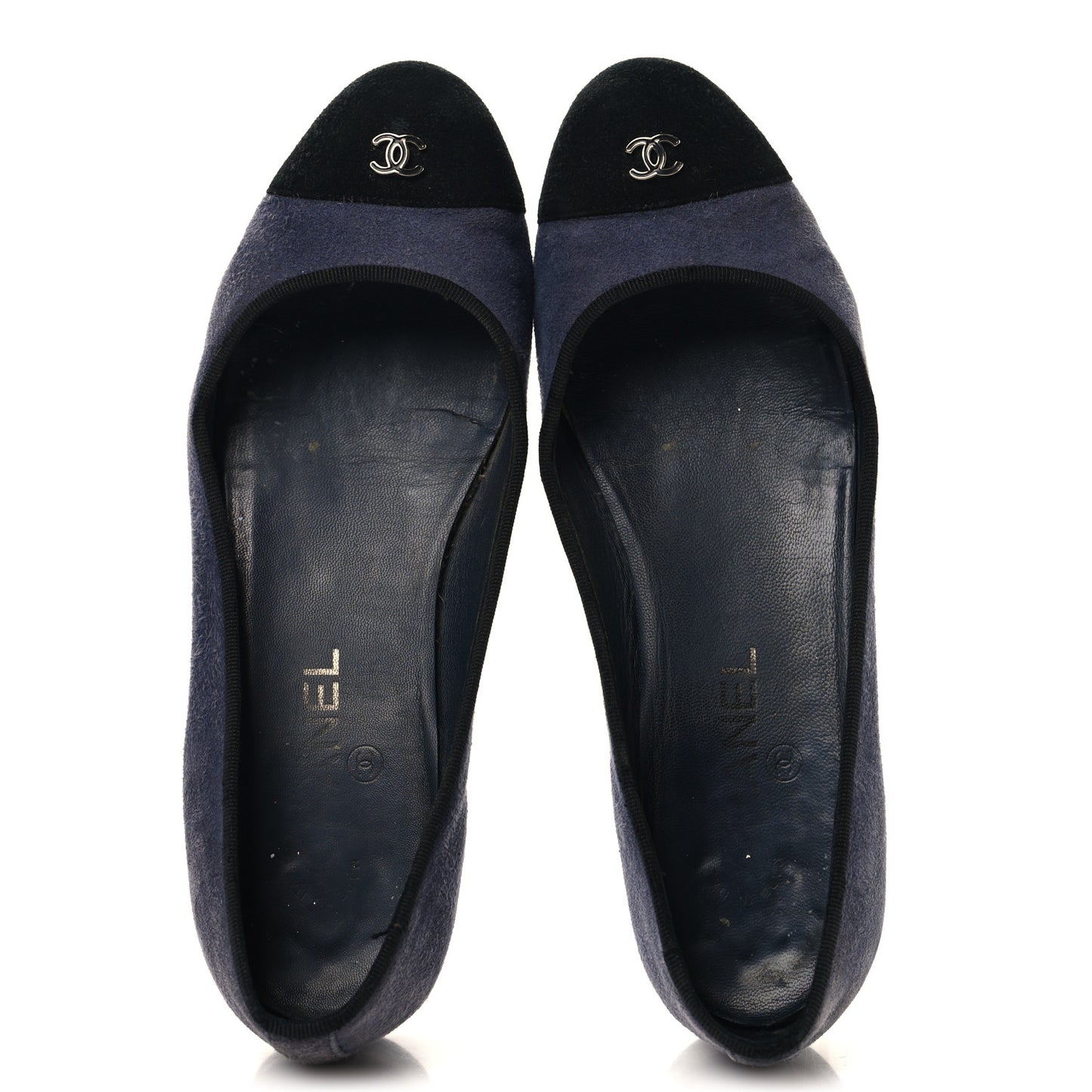 Suede Cap Toe CC Ballerina Flats 38.5 Blue Black