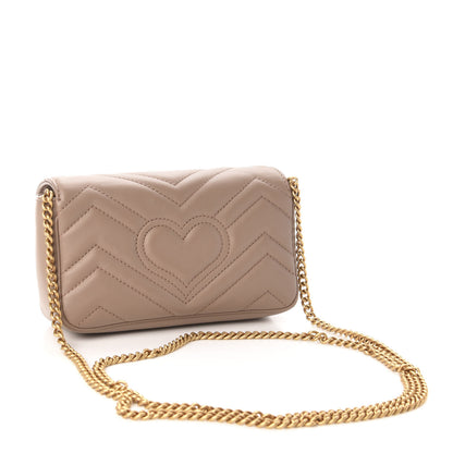 Gucci Calfskin Matelasse Super Mini GG Marmont Shoulder Bag Porcelain Rose 3 of 11