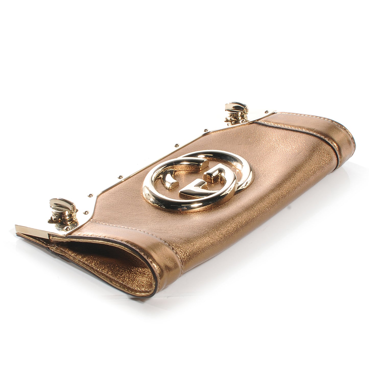 Metallic Calfskin Britt Clutch Bronze