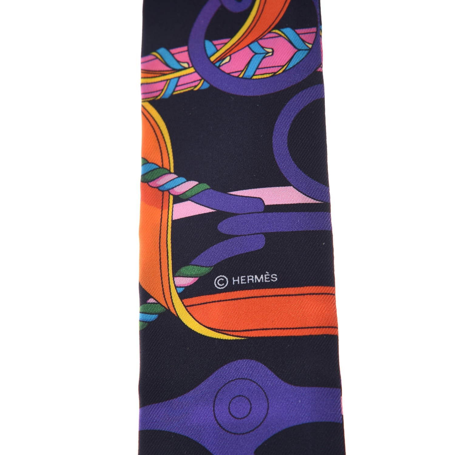 Hermes Silk Panoplie Equestre Twilly Caban Violet Orange 5 of 5