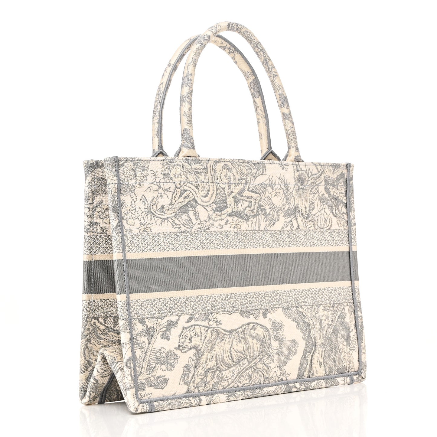 Canvas Embroidered Medium Dioriviera Toile De Jouy Book Tote Gray