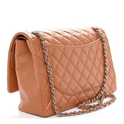 Chanel Caviar Quilted Maxi Double Flap Light Brown 3 of 11