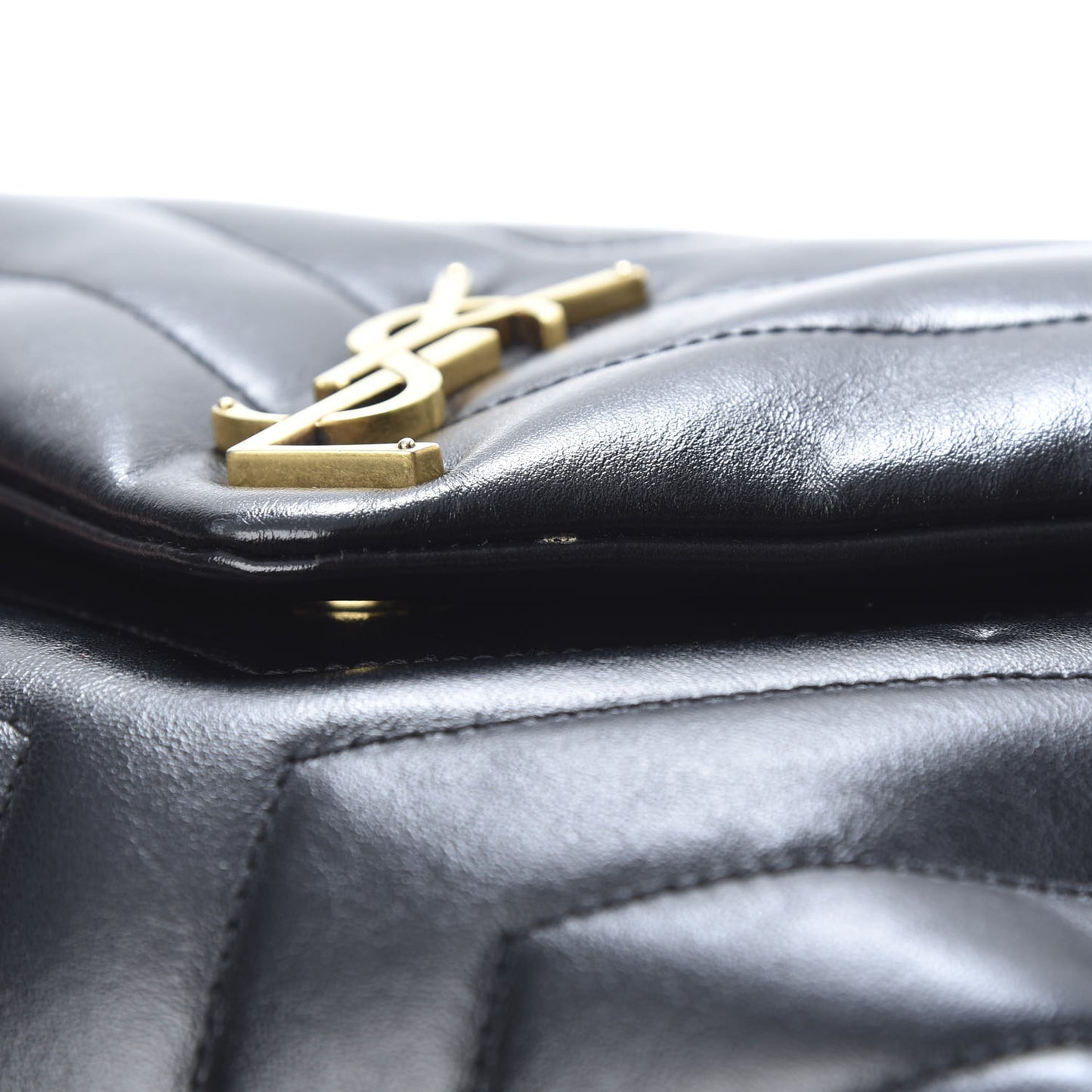 Calfskin Y Quilted Monogram Small Loulou Chain Satchel Black