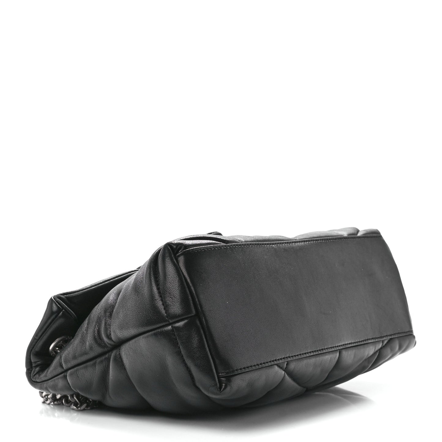 Lambskin Quilted Small Loulou Puffer Monogram Chain Satchel Black