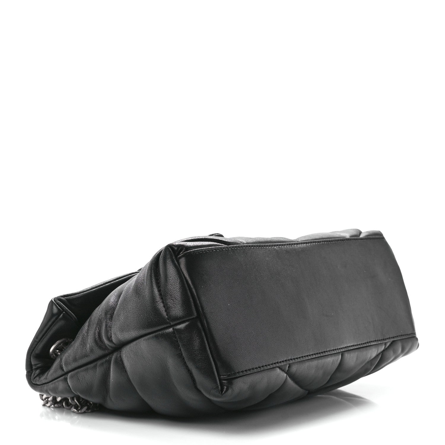 Saint Laurent Lambskin Quilted Small Loulou Puffer Monogram Chain Satchel Black 4 of 12