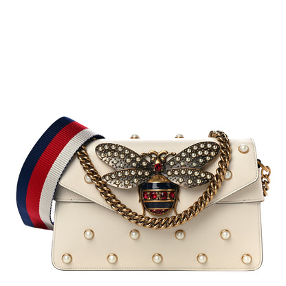 Gucci Nappa Pearl Studded Mini Queen Margaret Broadway Shoulder Bag Mystic White 1 of 12