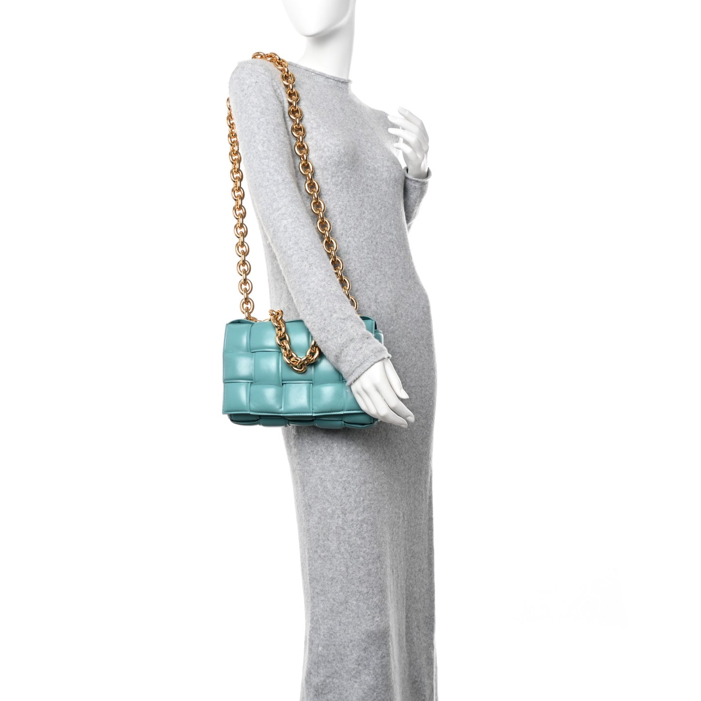 Lambskin Maxi Intrecciato Padded Chain Cassette Crossbody Bag Linoleum