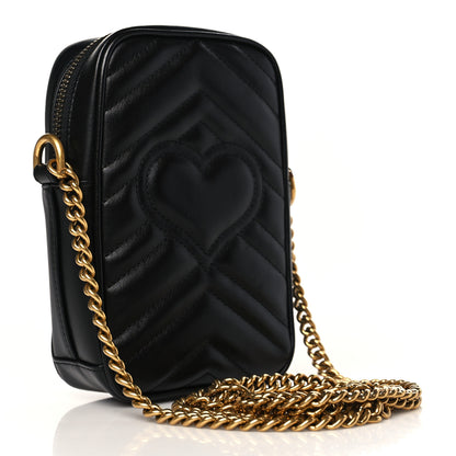 Gucci Calfskin Matelasse Mini GG Marmont Crossbody Bag Black 3 of 10