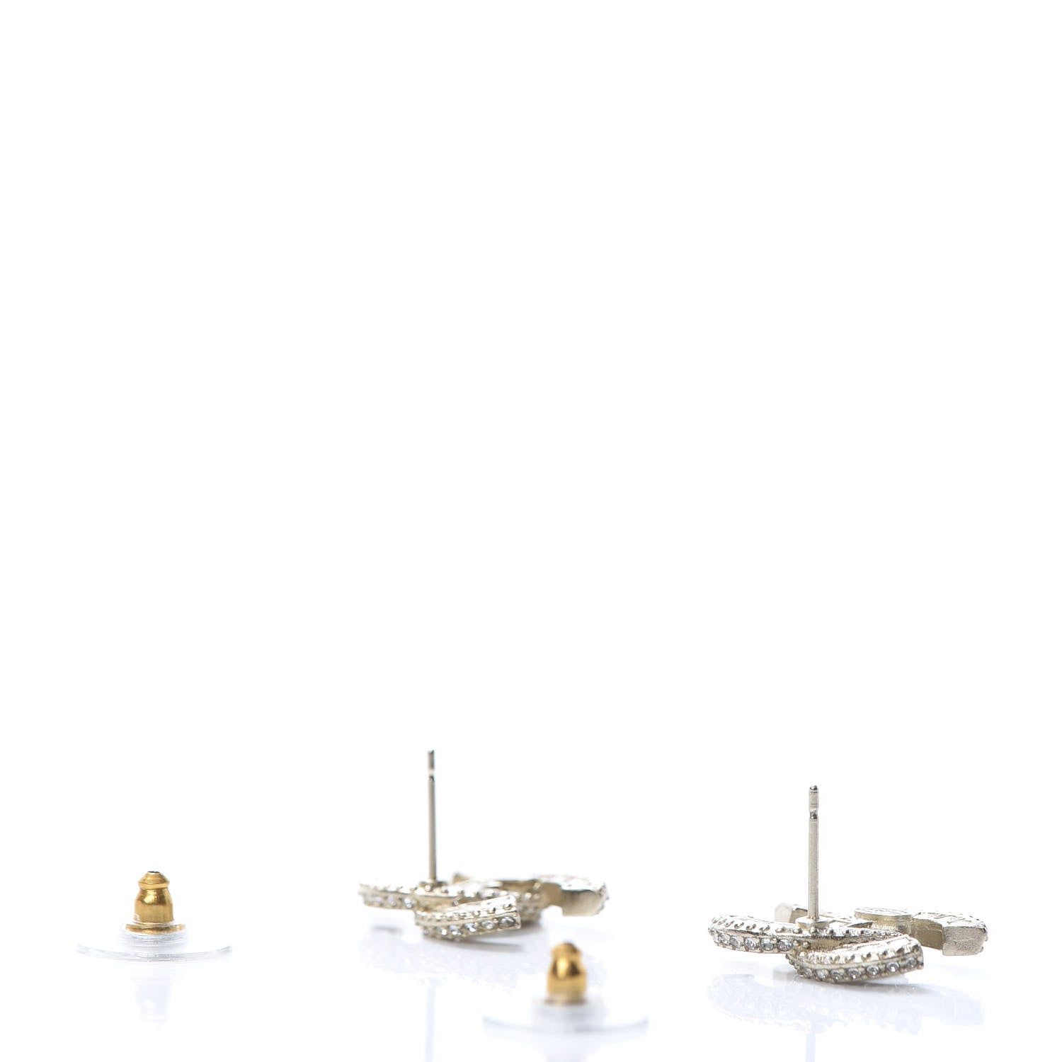 Chanel Crystal Timeless CC Earrings Light Gold 3 of 5