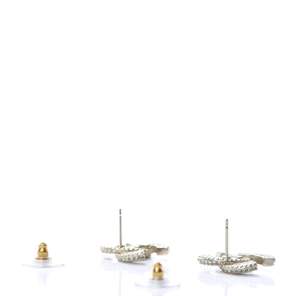 Chanel Crystal Timeless CC Earrings Light Gold 3 of 5