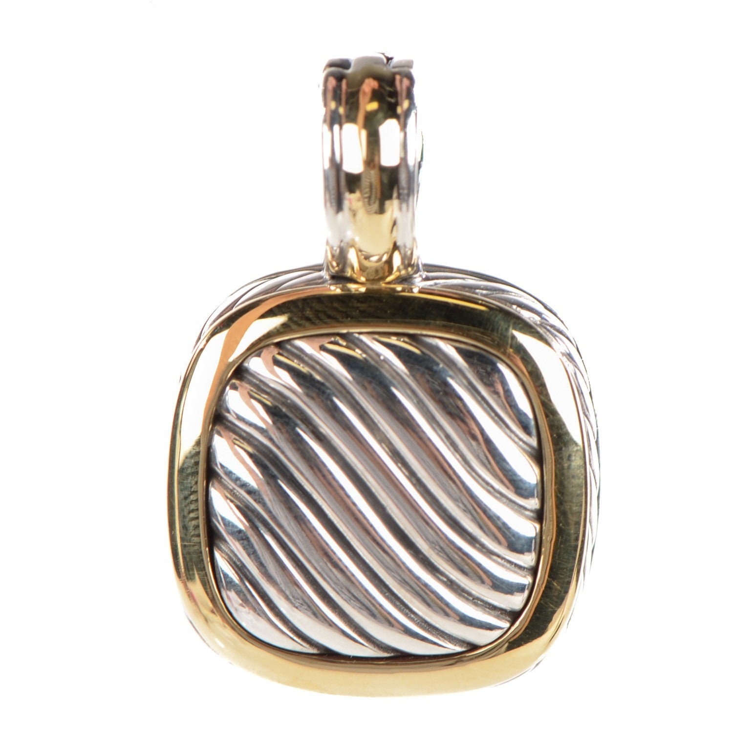 David Yurman Sterling Silver 18K Gold 21mm Carved Cable Enhancer Pendant 1 of 4