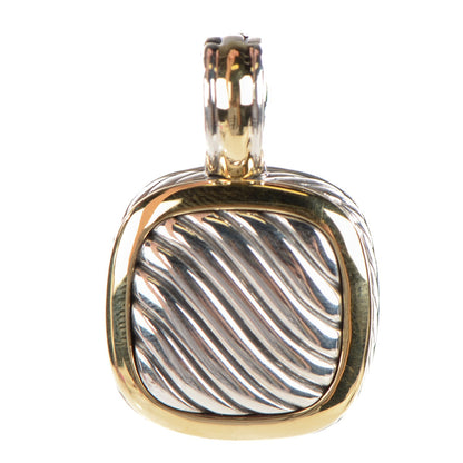 David Yurman Sterling Silver 18K Gold 21mm Carved Cable Enhancer Pendant 1 of 4