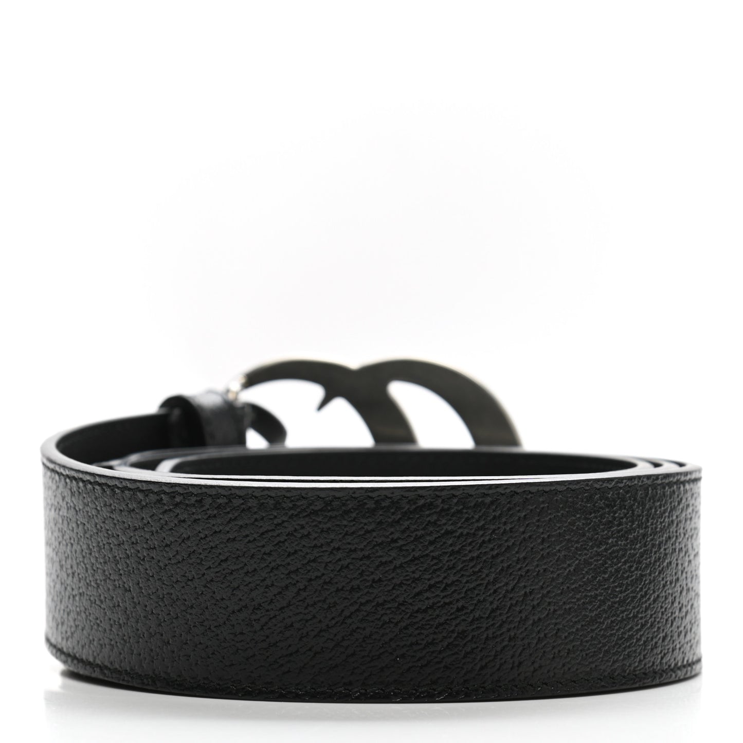 Textured Dollar Calfskin Nickel Double G 40mm Belt 100 40 Black