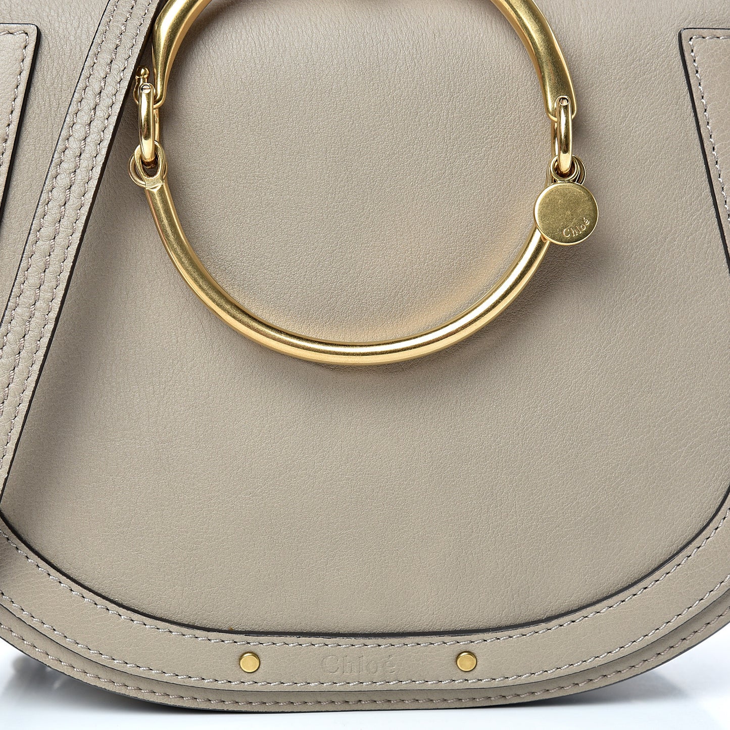 Calfskin Suede Medium Nile Bracelet Bag Motty Grey