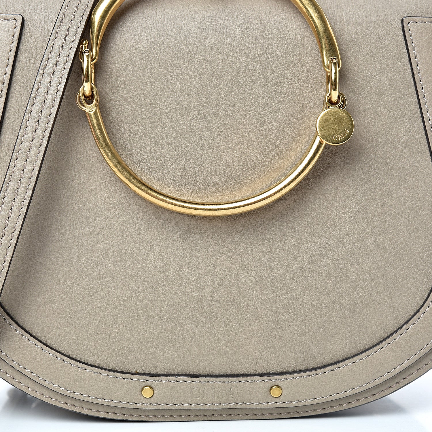 Chloe Calfskin Suede Medium Nile Bracelet Bag Motty Grey 7 of 9