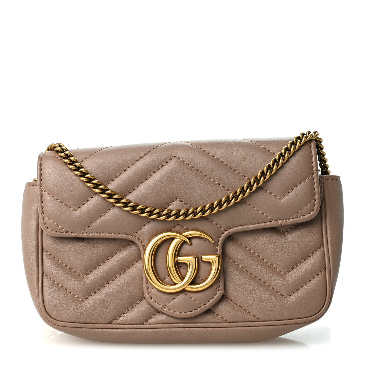 Gucci Calfskin Matelasse Super Mini GG Marmont Shoulder Bag Porcelain Rose 1 of 10