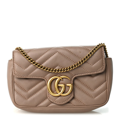 Gucci Calfskin Matelasse Super Mini GG Marmont Shoulder Bag Porcelain Rose 1 of 10