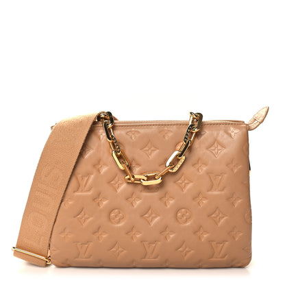Louis Vuitton Lambskin Embossed Monogram Coussin PM Camel 1 of 12