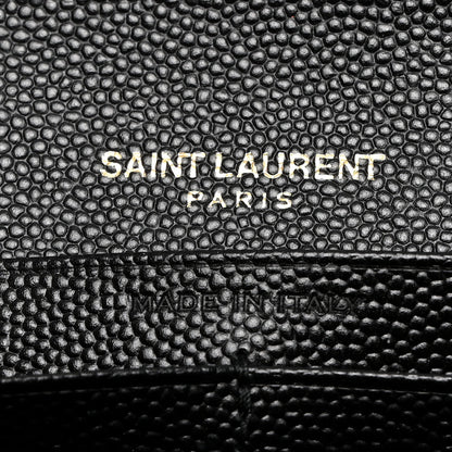 Saint Laurent SAINT LAURENT Grain De Poudre Matelasse Chevron Monogram Flap Wallet Black 6 of 7